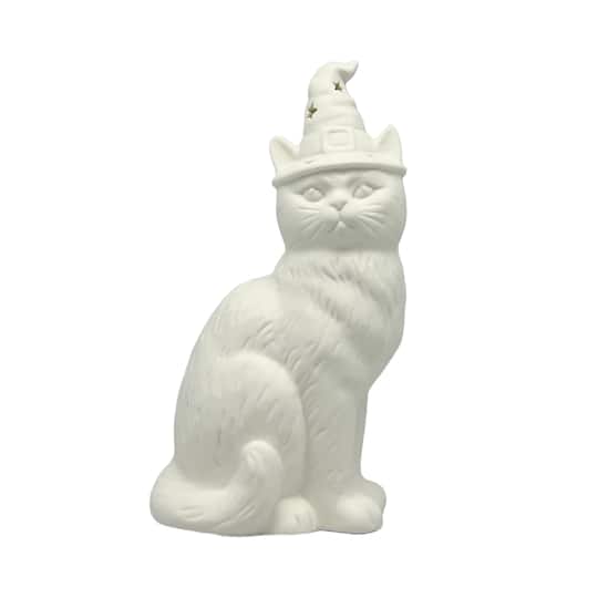 Michaels, 8" Witch Cat DIY Ceramic LED Décor by Make Market® – Category: Halloween DIY Wood & Ceramic Crafts